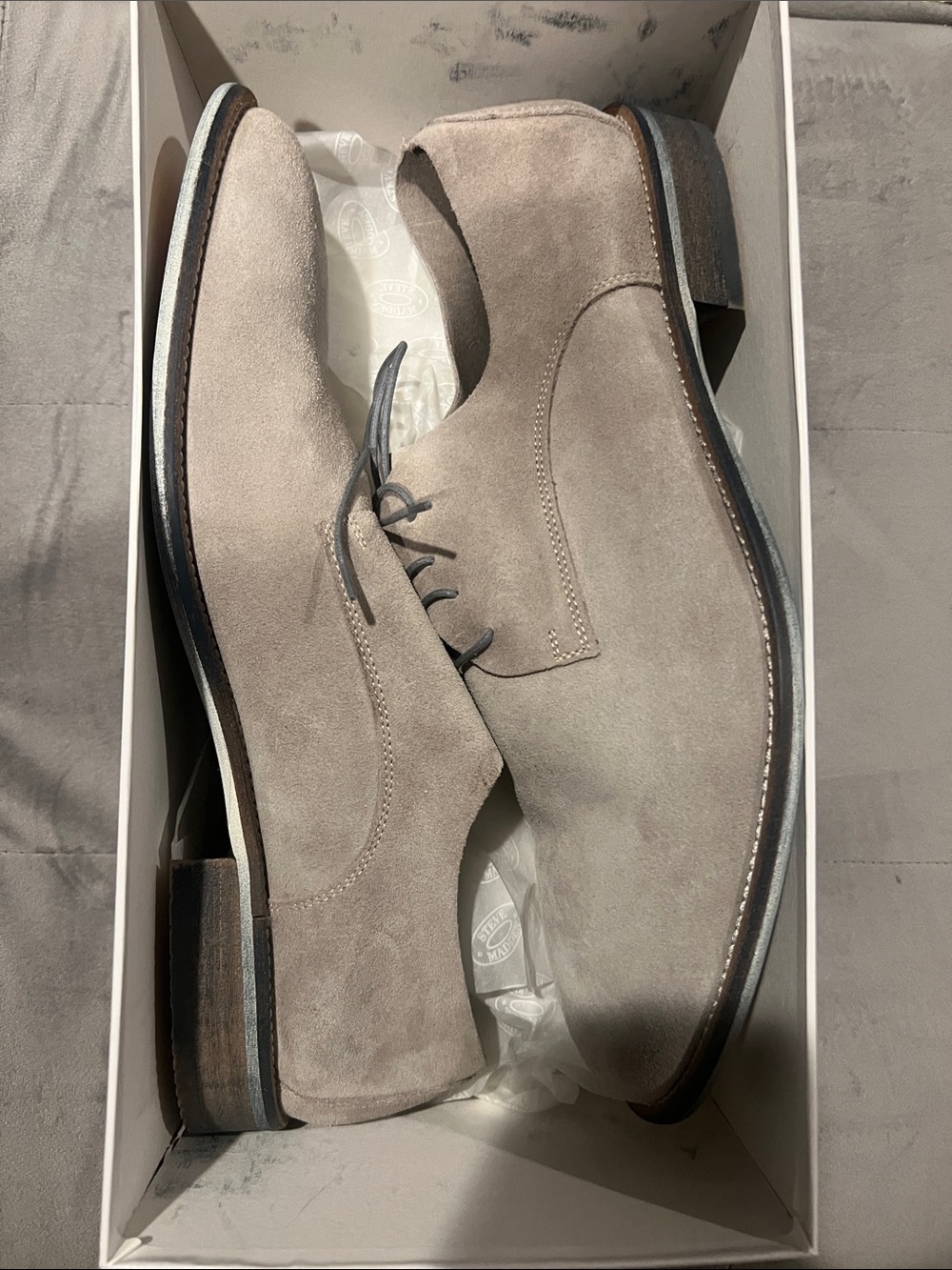 Steve Madden Taupe Suede Derby Shoes